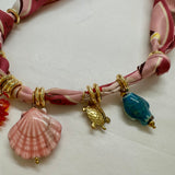 Pink scarf necklace