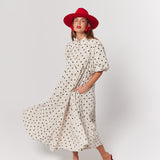 Peyton Midi Dress Oat Polka