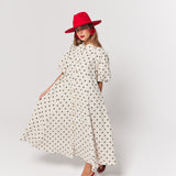 Peyton Midi Dress Oat Polka