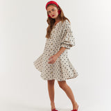 Poppy Mini Dress Oat Polka