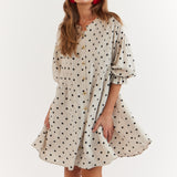 Poppy Mini Dress Oat Polka