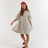 Poppy Mini Dress Oat Polka