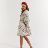 Poppy Mini Dress Oat Polka