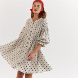 Poppy Mini Dress Oat Polka