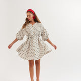 Poppy Mini Dress Oat Polka