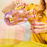 Lilac Colour Block Tumbler Glass - 2P Set