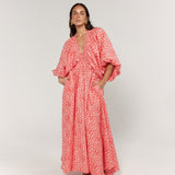 La Bohème Girls Essie V Neck Maxi Dress Coral Oat Leopard